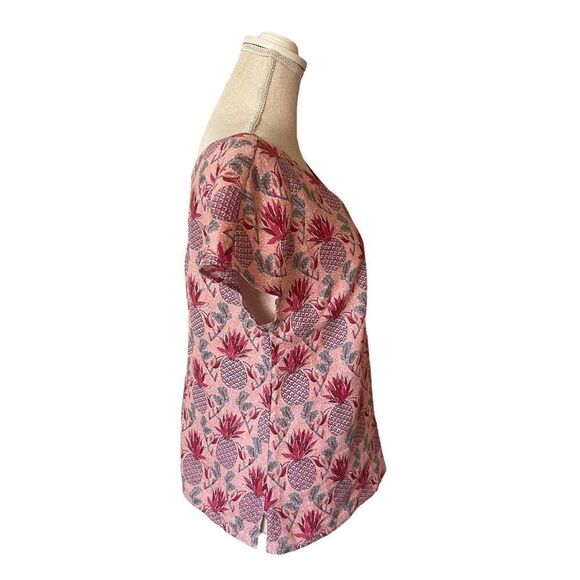 Boden Alexandra Ivory Palm Stamp Linen Top in Pink & Magenta - Picture 8 of 15